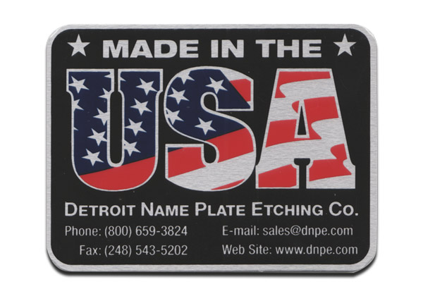 metal 'made in the usa' plate