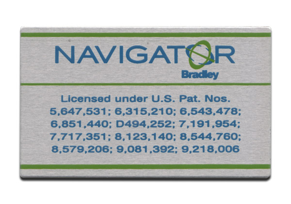 metal plate with printed text